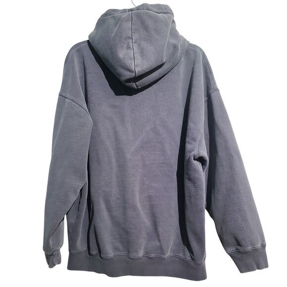 Brandy Melville Christy Oversized Zip Hoodie Gray GUC Stain on Cuff - Picture 2 of 5